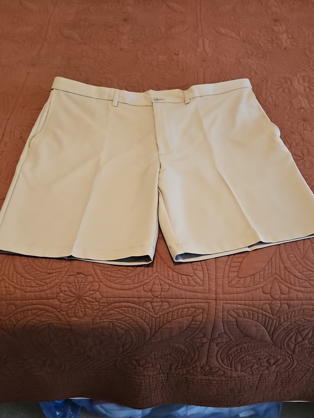 Men's Flat Front Tan Performance Shorts